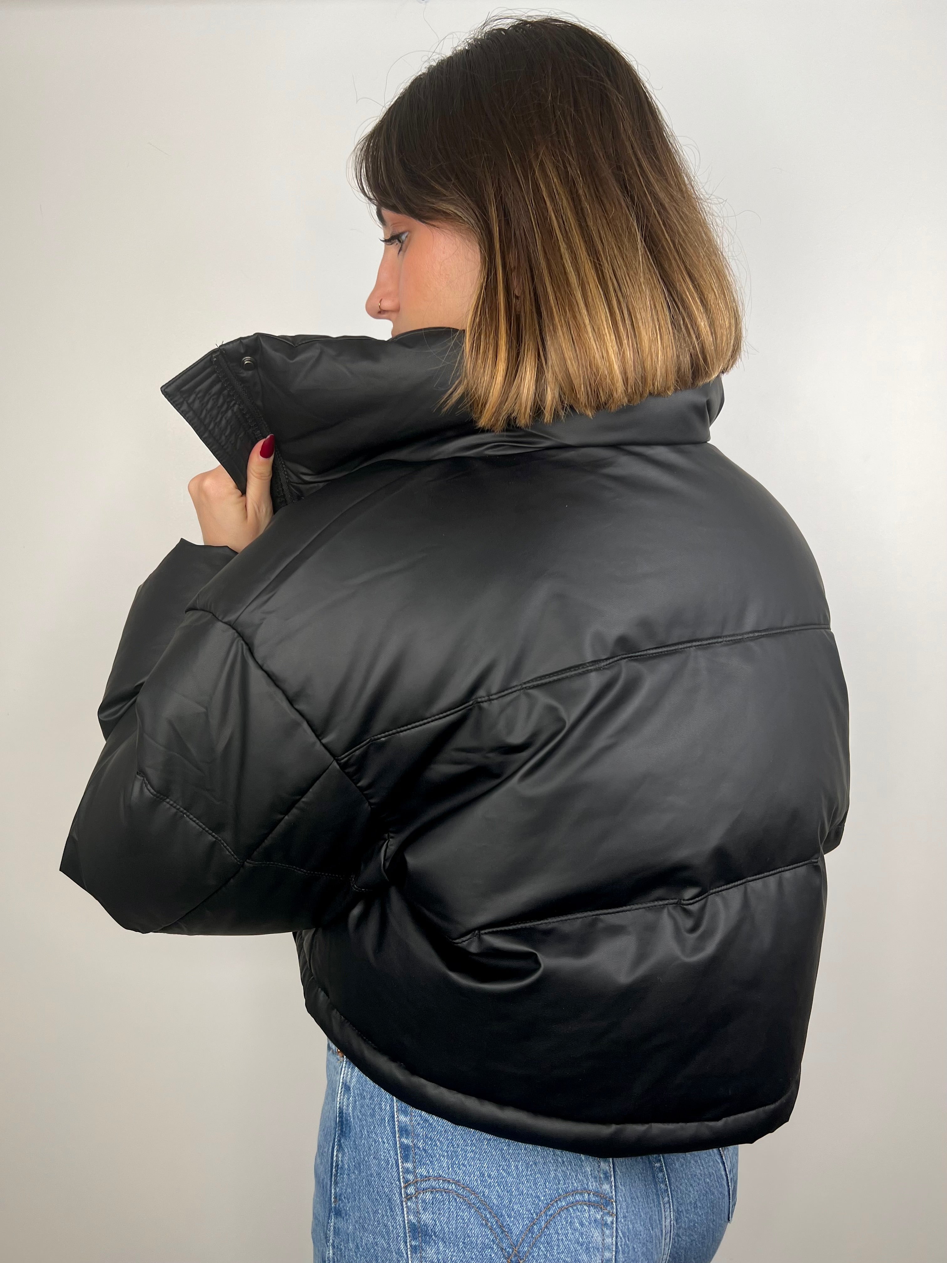 Cropped quilted deals puffer jacket