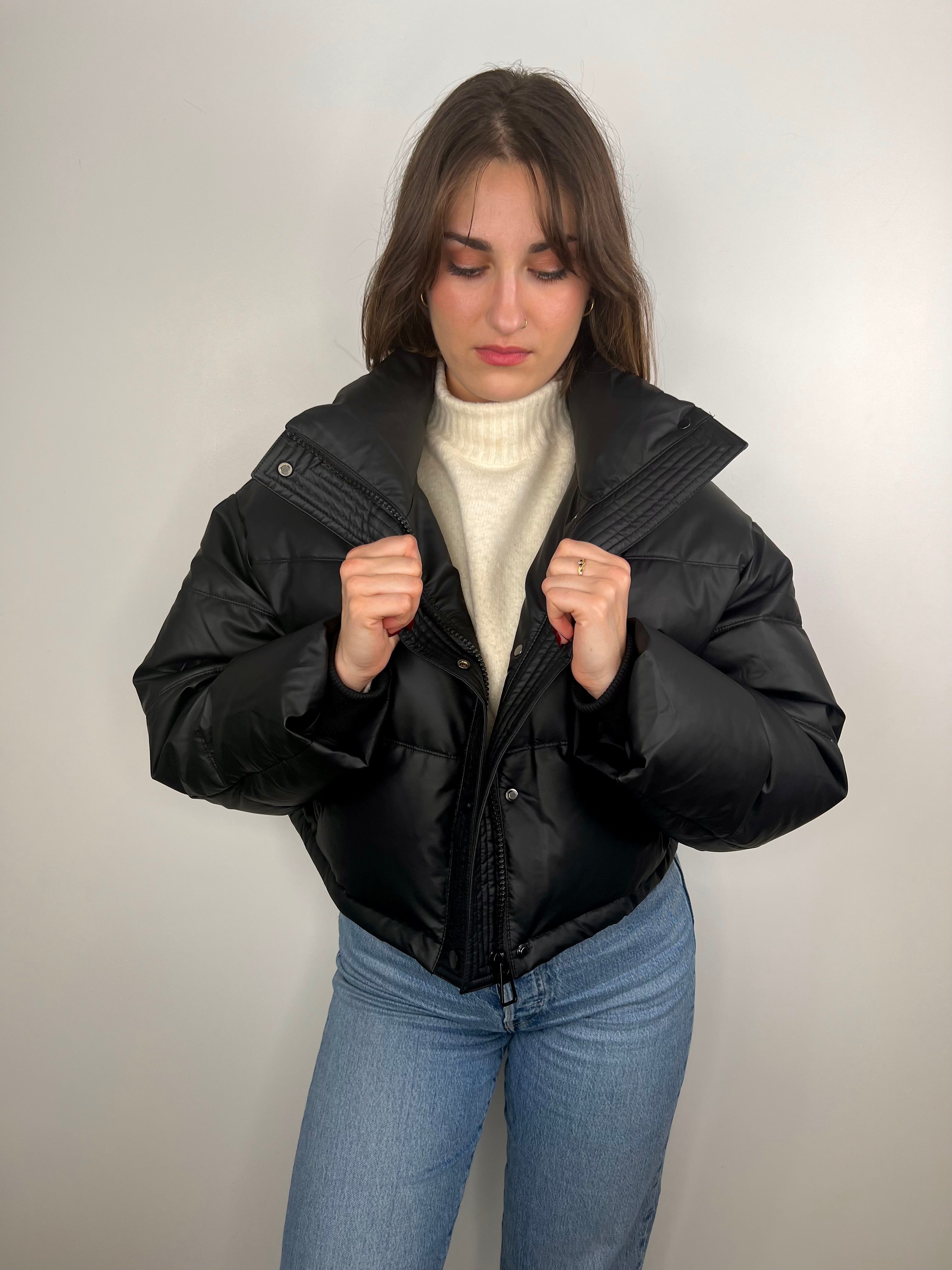 Cropped quilted cheap puffer jacket