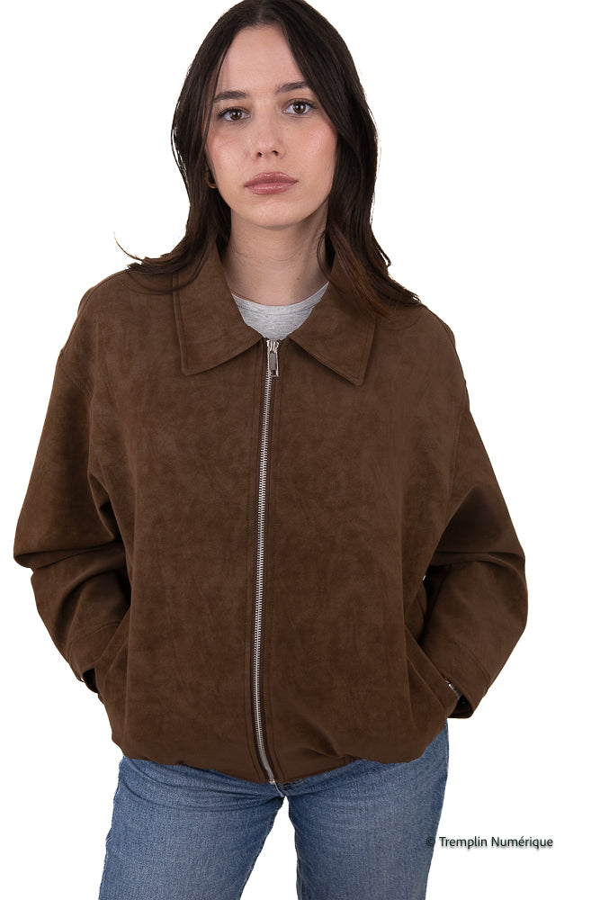 VESTE OVERSIZE EFFET DAIM