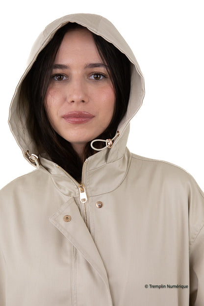 PARKA EN COTON MÉLANGÉ À CAPUCHE