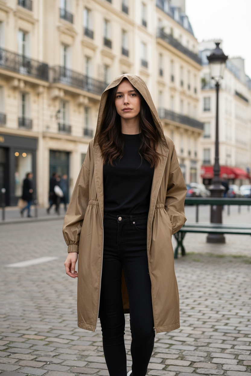 SATIN PARKA WITH HOOD