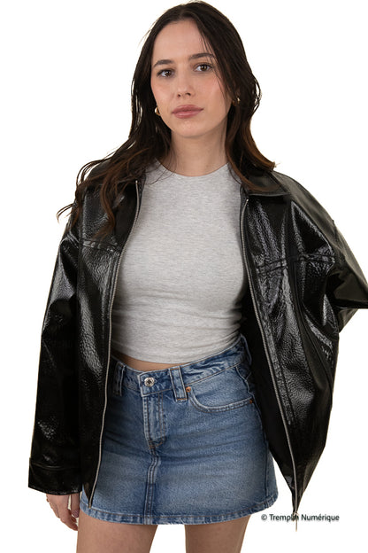 BLOUSON EN FAUX CUIR BRILLANT