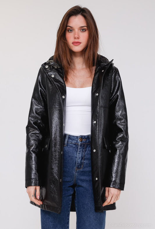 MID-LENGTH VINYL PARKA