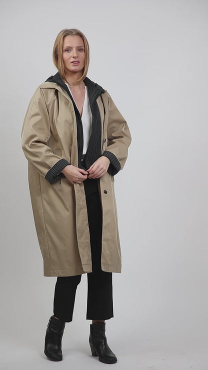 TWO-PIECE FAUX PARKA WITH CONTRASTING HOOD