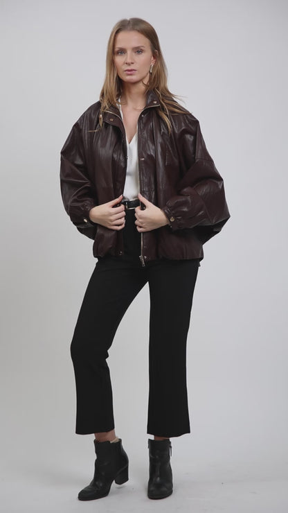 FAUX LEATHERETTE CAPE JACKET