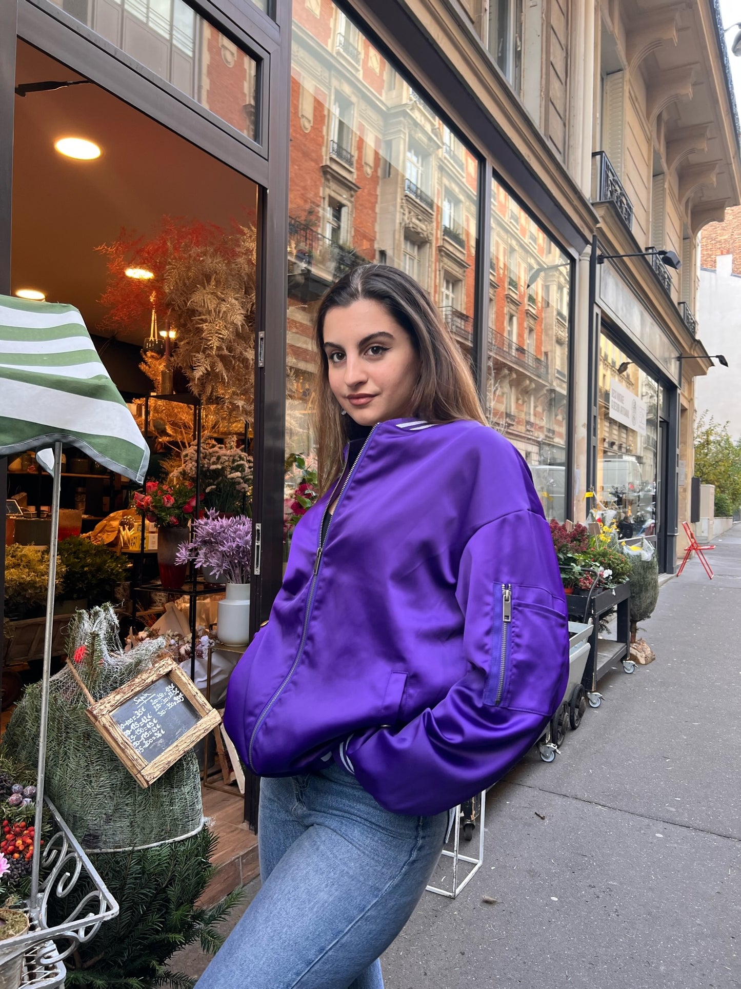 Oversized Satin Bomber