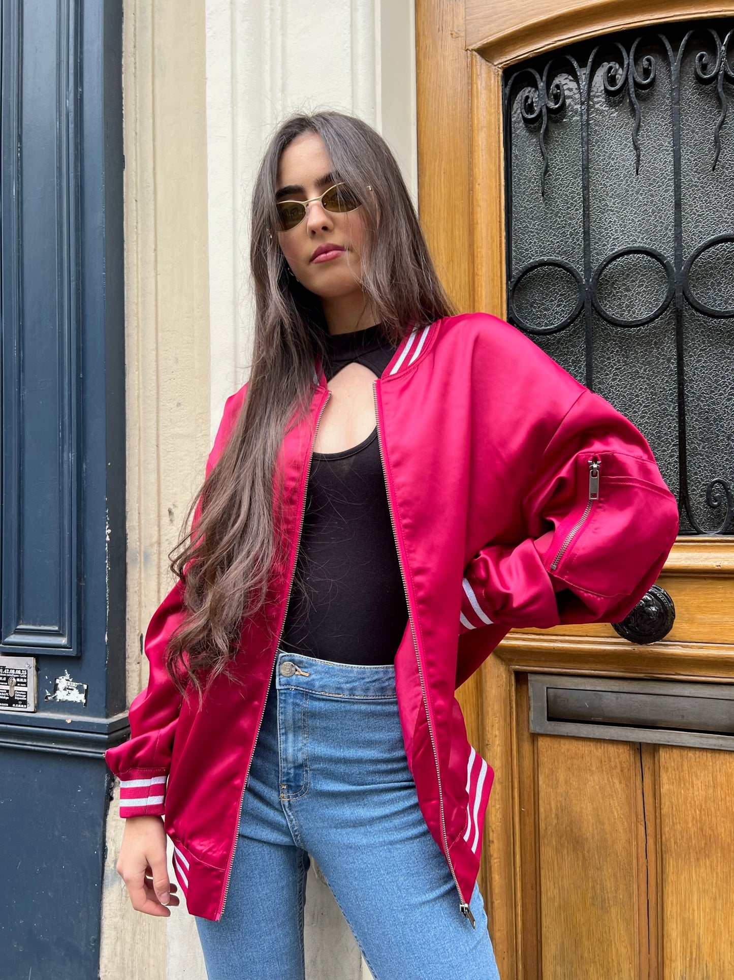 Oversized Satin Bomber