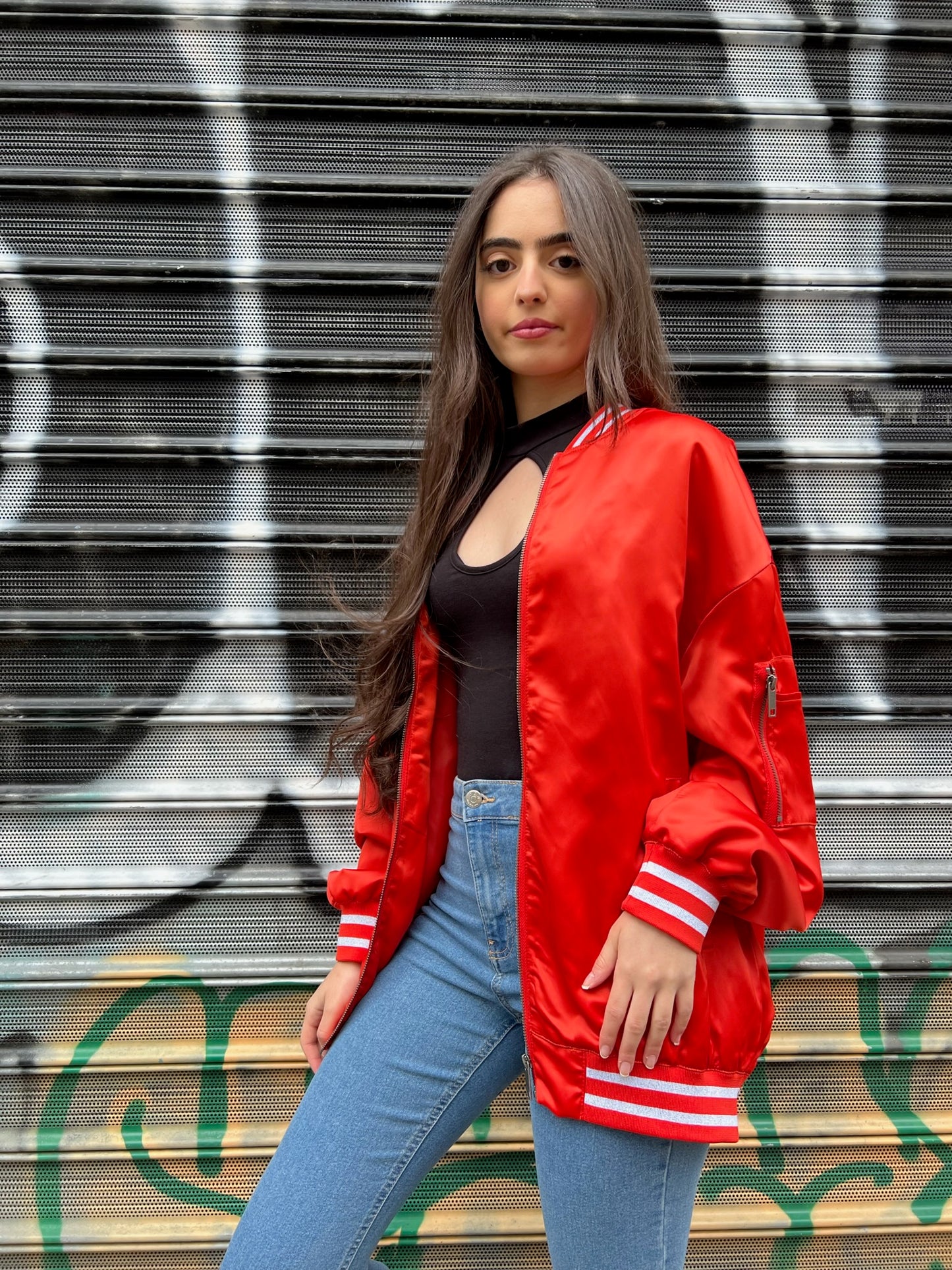 Oversized Satin Bomber